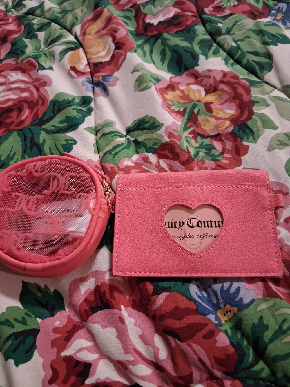Juicy Couture Pink Card Holder & Coin Pouch Set